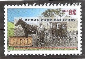 1996 RFD Rural Free Delivery Single 32c Postage Stamp, Sc# 3090, MNH, OG