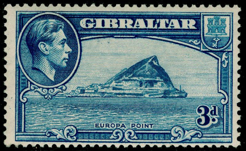 GIBRALTAR SG125, 3d light blue PERF 13½, M MINT. Cat £40. 