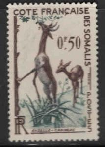 Somali Coast Scott 273 MH* 1958 wildlife stamp Thinned