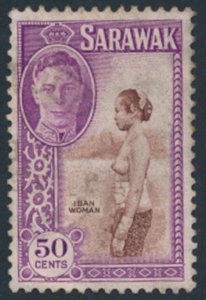 Sarawak  SG 182  SC# 191  Used  Iban Woman 1950  see  scans