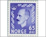 Norway NK 435 King Haakon VII 65 Øre Ultramarine