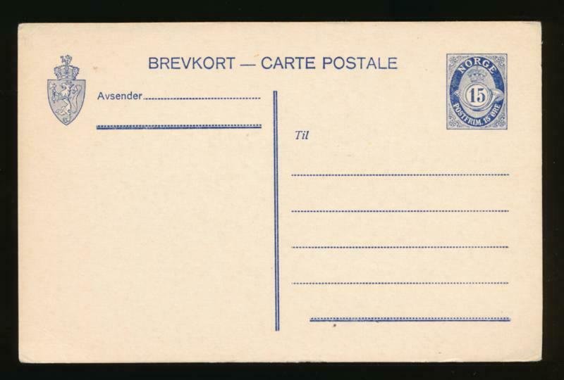 NORWAY Mi. P60 POSTAL STATIONERY POSTAL CARD 15o