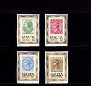 MALTA - 1985 - POST OFFICE CENTENARY - STAMP On STAMP - 4 X MINT - MNH SET!