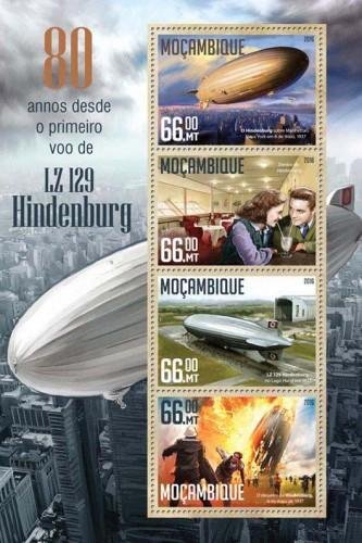 Mozambique 2016 HINDENBURG DISASTER AIRSHIP Sheet Perforated Mint (NH)