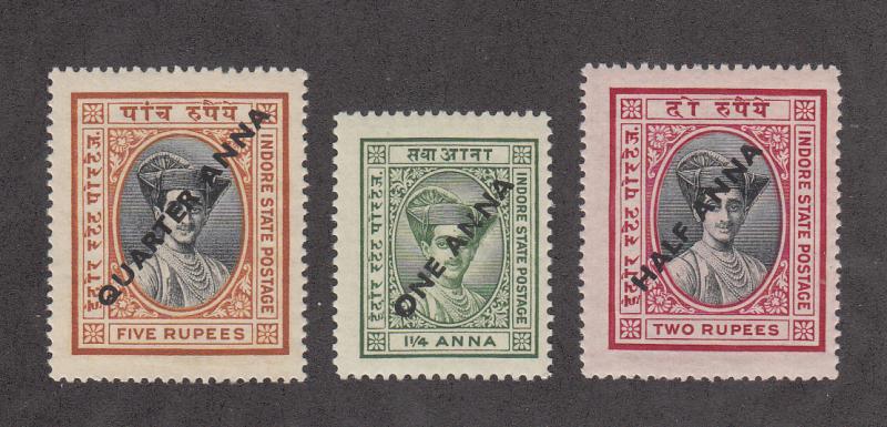 India - Indore Scott #31-33 MNH