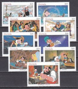 Grenada, Scott cat. 1544 a-i. Walt Disney`s, Alice in Wonderland issue.