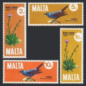 Malta 432-435, MNH. Michel 429-432. 1971. Bird Rock Thrush, Flowers Thistle.