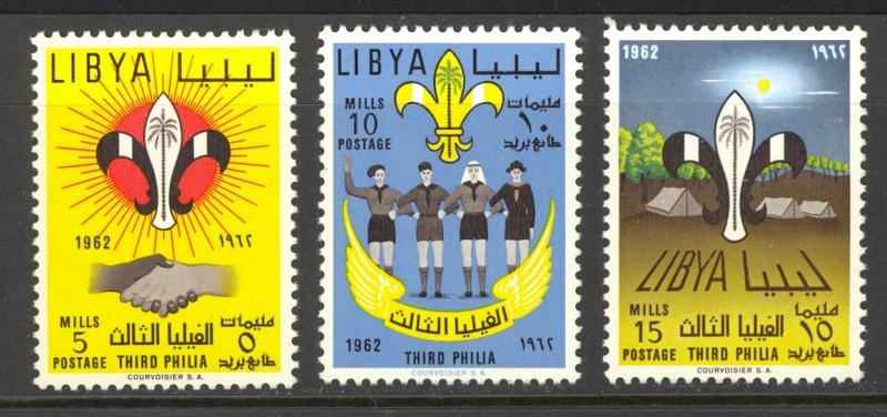 Libya Sc# 307-309 MH 1966 Boy Scout and Girl Guide Camps