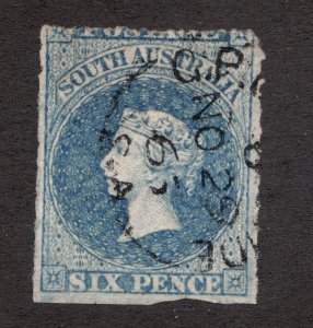 #12  - South Australia - 1858 - 6 Pence - Used - VG/F - superfleas  cv$70