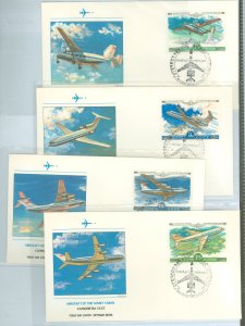 Russia C123-C126 1979 Aeroflot airplanes singles of four cacheted unaddressed FDC