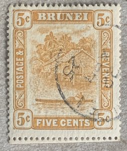 Brunei 1924 5c orange-yellow, used with 1925 cds.  Scott 49, CV $2.00.   SG 66