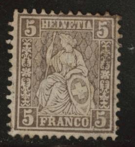 Switzerland Scott 78 Used 1882 type 2 wmk, white paper CV$120