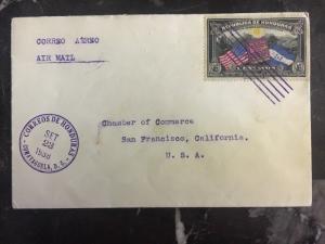 1938 Comayaguela Honduras Cover To The Chamber Of Commerce San Francisco USA