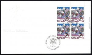 CANADA - SC#780 QUEBEC Winter Carnival UR plate block of four (1979) FDC