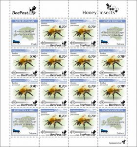BEEPOST ESTONIA - 2022 - Honey Insects - Perf 12v Sheet - M N H - Private Issue