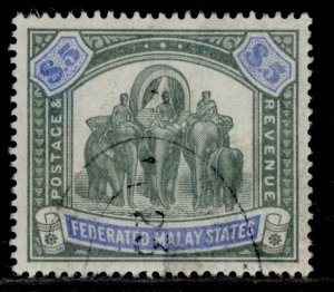 MALAYSIA - Federated Malay QV SG25, $5 green/brt ultramarine FINE USED. Cat £475