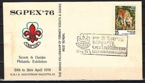 India, 1976 issue. 26/APR/76. Scouts Stamp Expo cancel on Cachet Cover. ^