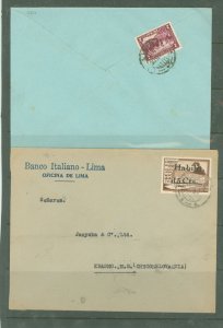 Peru 339/C41 1935-1936 2 covers, Lima to Krasno, Czechoslovakia