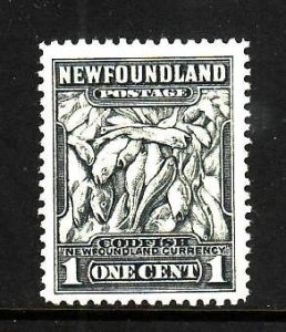 Newfoundland-Sc#253-unused NH og 1c dark grey Codfish-1941-44-Nwf286-