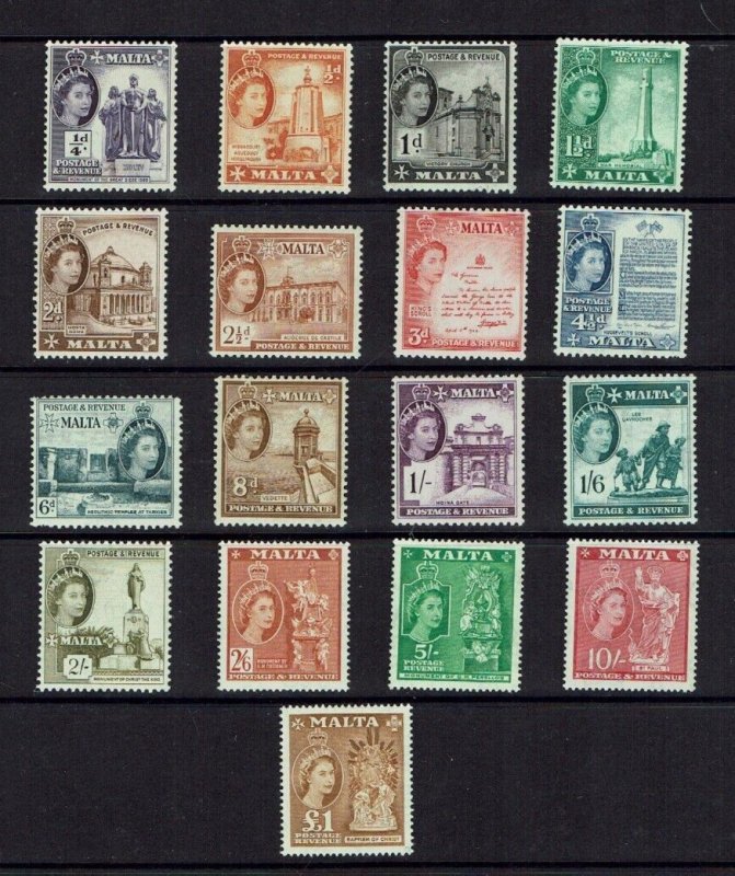 Malta: 1956, Queen Elizabeth II, First Definitive Set, MNH