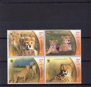 Iran 2003 WWF CHEETAH Block of 4 Perforated Mint (NH)