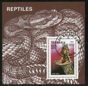 Tanzania 1993 Reptiles Snake Vipera Berus Sc 1135 M/s Cancelled ++ 12695