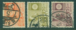 JAPAN 1929 Mt. FUJI & DEER - old Die (19mm) - Scott # 172a,174a,176a  used VF