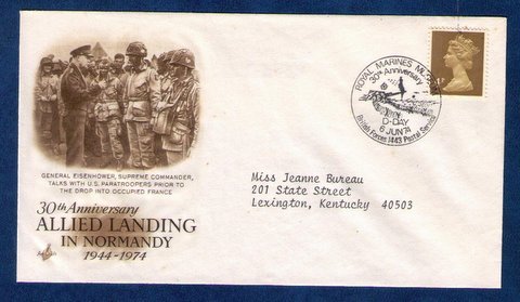 Sg X861 Allied Landing Normandy Franc Postal History Cover Royal Marines 6-06-74