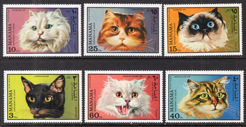 Ajman Manama MI 585-590 Cats MNH VF