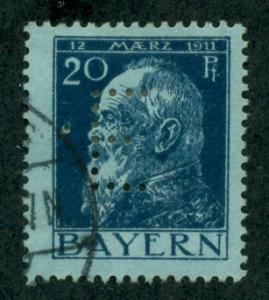 Bavaria 1912 Mi#9 U E Perfin (Eisenbahn) Railway Official BIN=$2.00