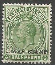 FALKLAND ISLANDS, 1918, MNH 1/2p, Overprinted War Tax, Scott MR1