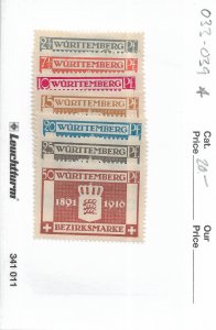 Germany: Wurttemberg sc #O33 - O39 MH (57530)