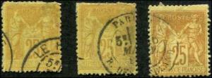 France SC# 99 Peace & Commerce 25c  Used 3 Shades SCV $15.00