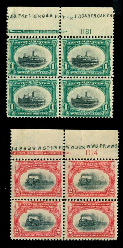 MOMEN: US STAMPS #294-295 BLOCK OF 4 MINT OG NH INTACT