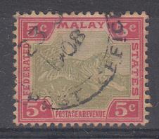 Malaya 1901 Sc 21 5c scarlet & green/yellow Used 