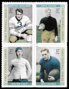 PCBstamps  US #3808/3811a Block $1.48(4x37c)Early Football, MNH, (8)