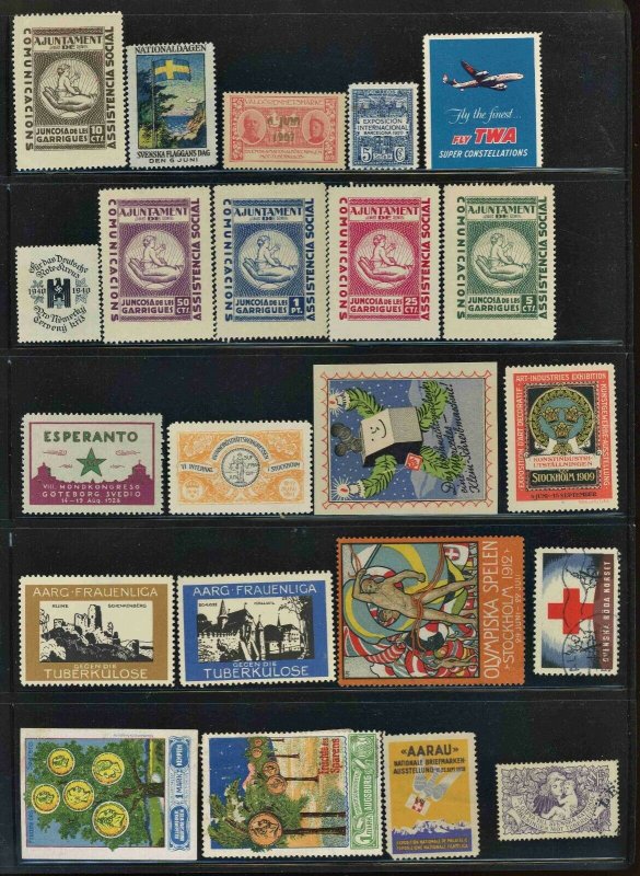 1890s -1950s US & WORLD POSTER STAMP Cinderellas  Lot 38 Stamps