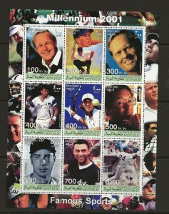 Thematic Stamps People. Somaliland Rep. 2001 Golf,Tennis etc sheet of 9 MNH