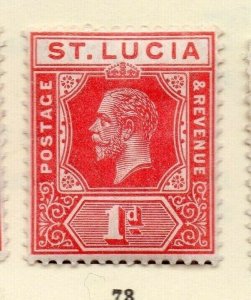 St Lucia 1912 Early Issue Fine Mint Hinged 1d. NW-160017