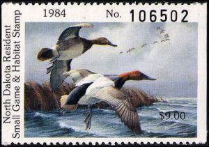 NORTH DAKOTA #3A 1984 STATE DUCK HUNTER TYPE VF  by David Maass