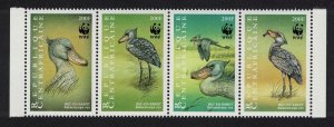 Central African Rep. Birds WWF Shoebill Strip of 4v 1999 MNH SC#1239 a-d