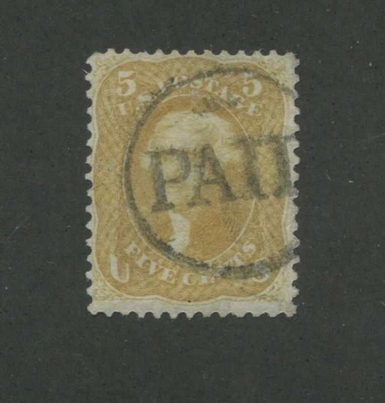 1861 United States Postage Stamp #67 Used F/VF PAID Postal Cancel