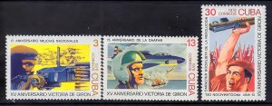 Cuba 1976 Sc#2056/2058 AIR FORCE/BOMBER/BAY OF PIGS INVASION Set (3) MNH