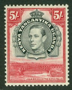 SG 148 KUT 1938. 5/- black & carmine, perf 13¼. Lightly mounted mint CAT £170