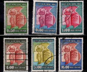 Viet Nam  Scott 73-78 Used stamp set noticed on small thin