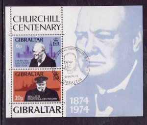 Gibraltar-Sc#317a- id5-used sheet-Winston Churchill-1974-