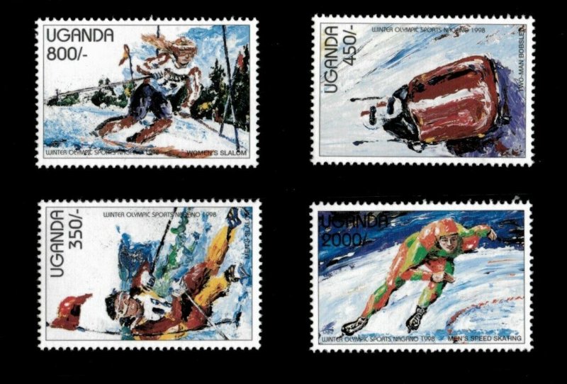 Uganda 1997 - WINTER OLYMPICS '98 - Set of 4 Stamps (Scott #1500-3) - MNH