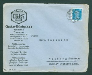 Germany. Cover Commercial 1928 GEKABE. Gustav Konig.  Sc.#358# . Adr: Sweden.