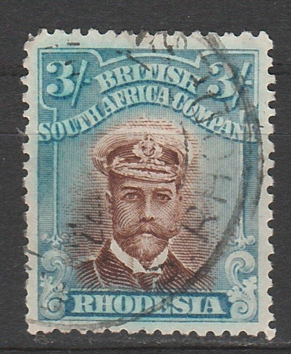 RHODESIA 1913 KGV ADMIRAL 3/- DIE II PERF 14 USED 