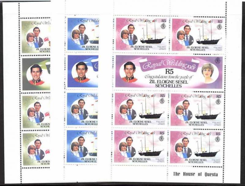 Seychelles Zil Elwannyen Sesel 24a, 26a, 28a MNH Charles & Diana Wedding, Ship